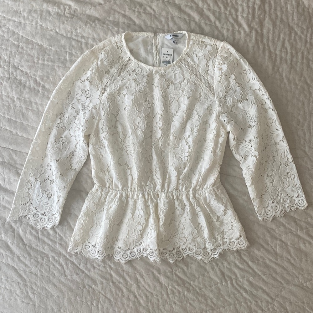 Express Chantilly Lace Peplum Top